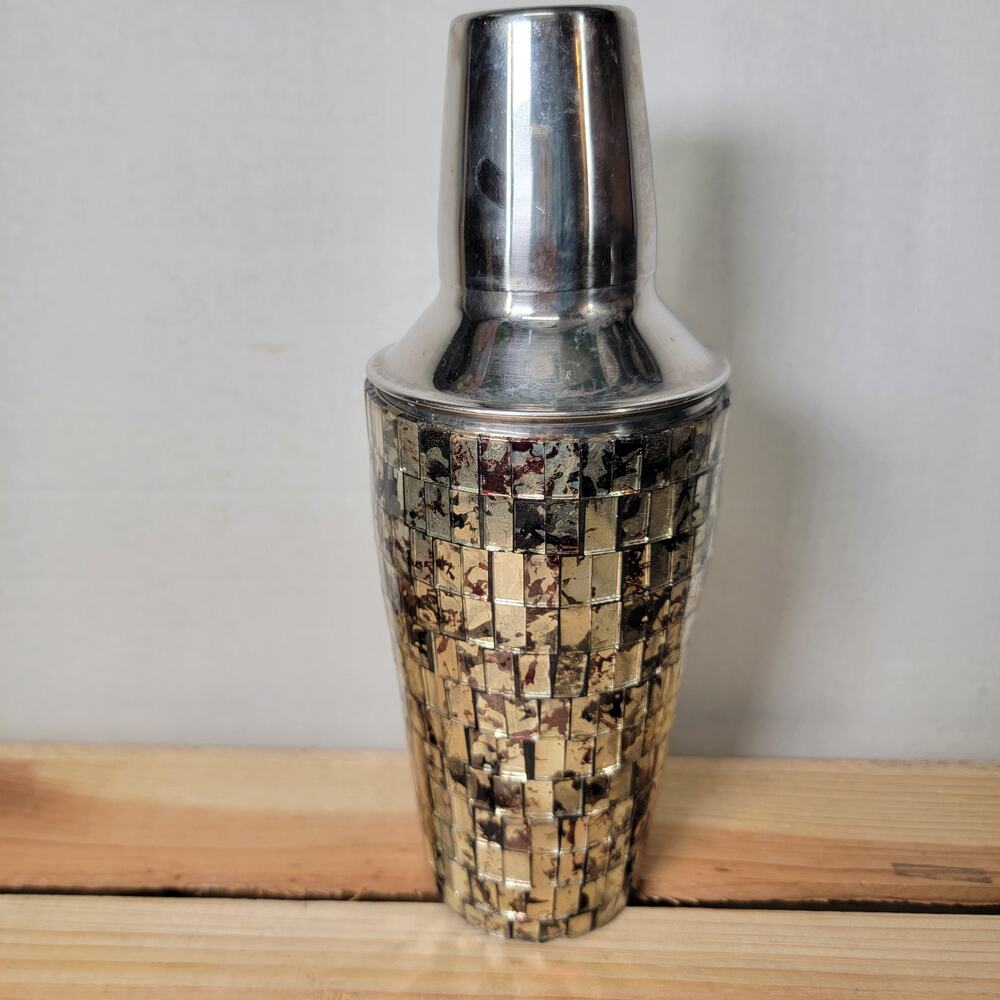 Mosaic Glass and Stainless Steel Cocktail Shaker